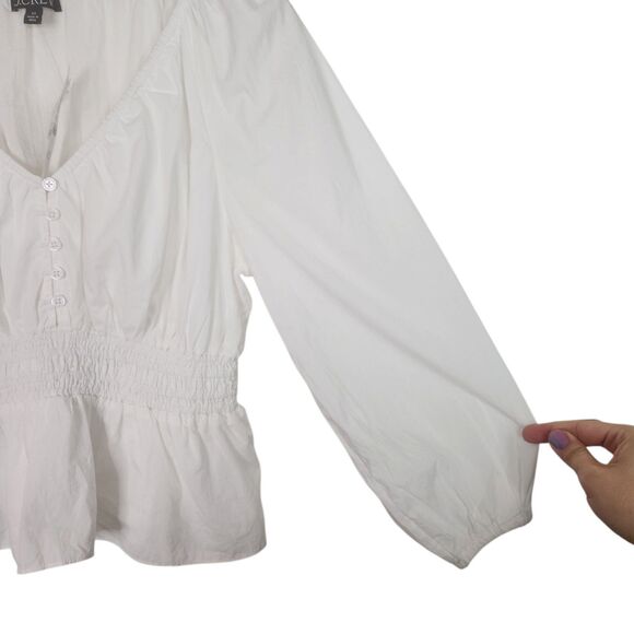 J. CREW Top Womens XS White V-Neck Smocked-Waist Top in Lightweight Cotton 2023 - Picture 5 of 11